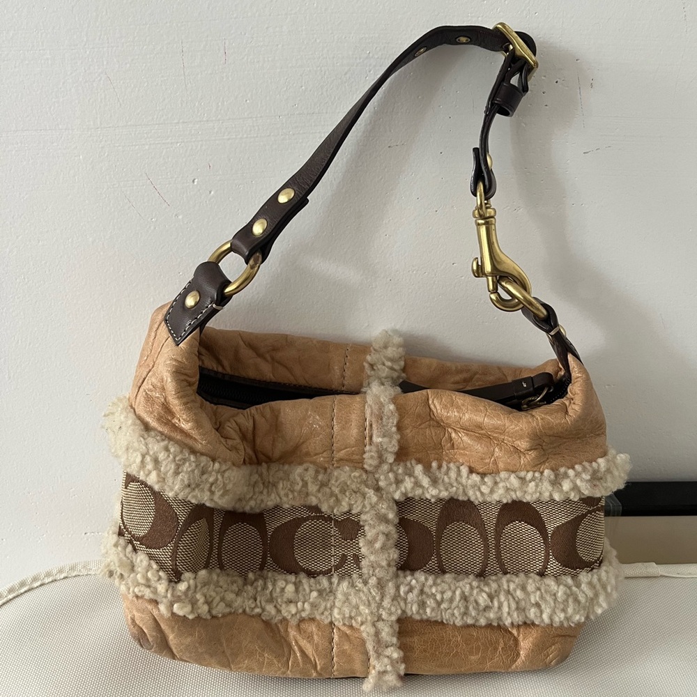 Coach Shearling & Leather Purse